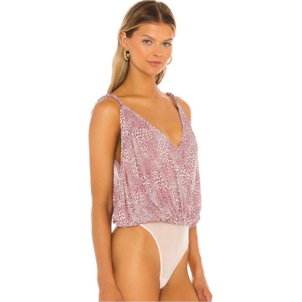New with tags  Free People Siren Song Bodysuit Mauve Leopard Print